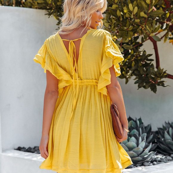 KARINNE POCKETED BUTTON DOWN RUFFLE DRESS - VIBRAN - Picture 3 of 6